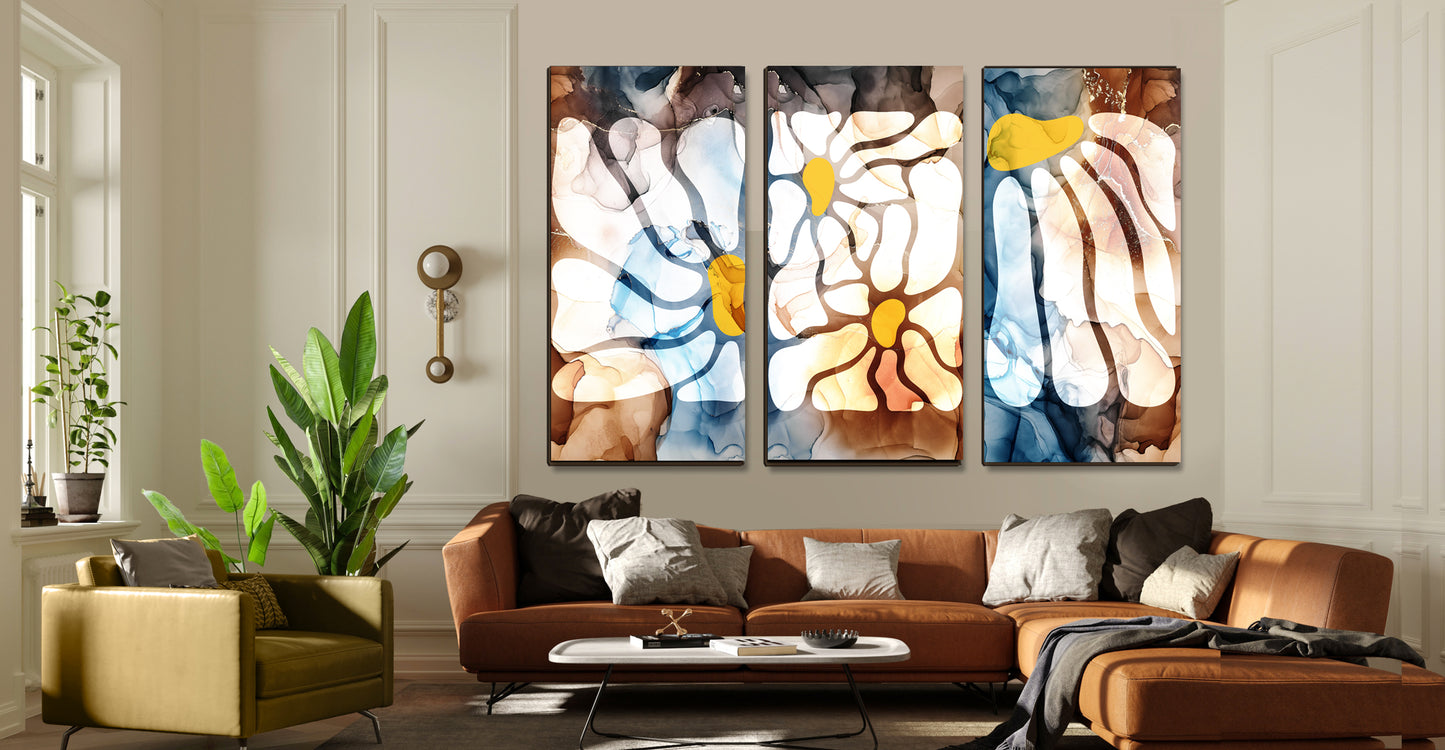 Abstract floral flower framed wall art