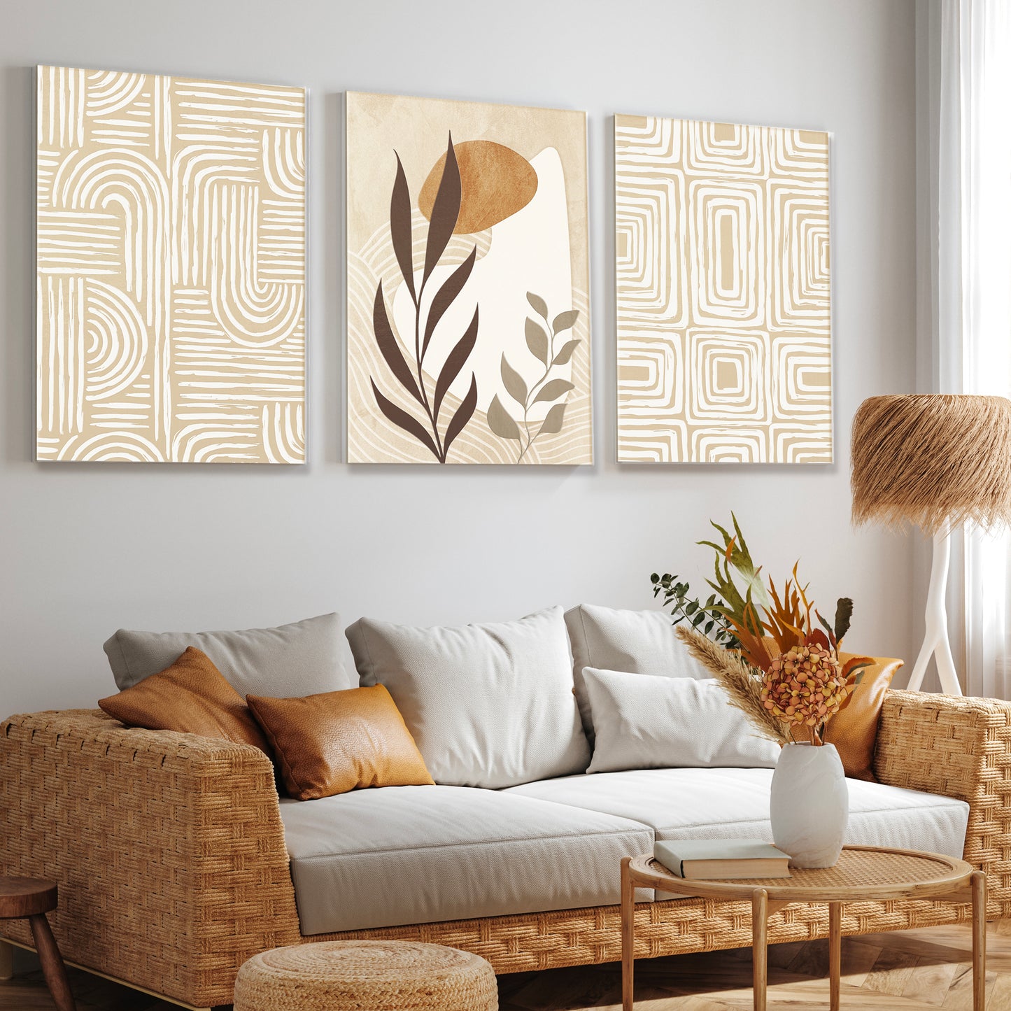 Minimalist Abstract Wall Art Set of 3 Canvas