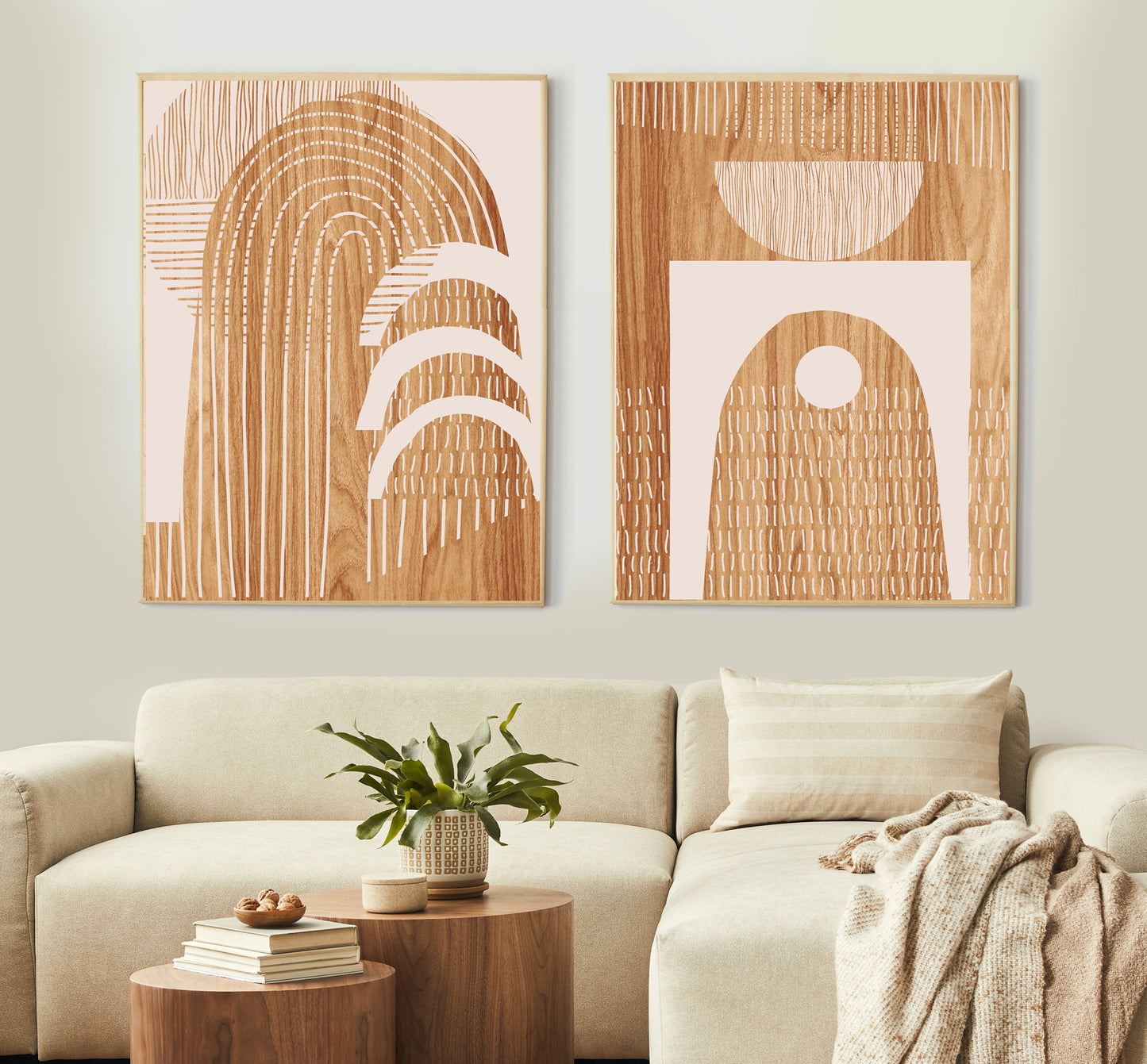 Modern wall art Neutral Wood Pattern Minimalist Wall Art Home Decor