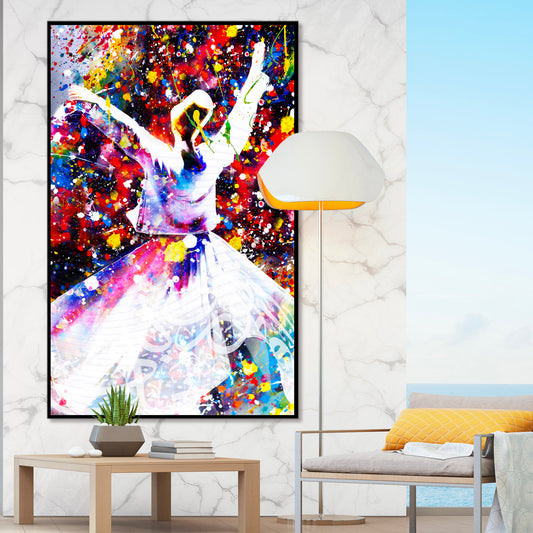 Raining Mercy, Abstract Turkish Whirling Dervish Sufi Art Canvas