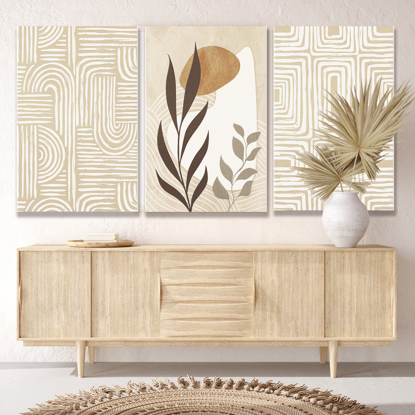 Minimalist Abstract Wall Art Set of 3 Canvas