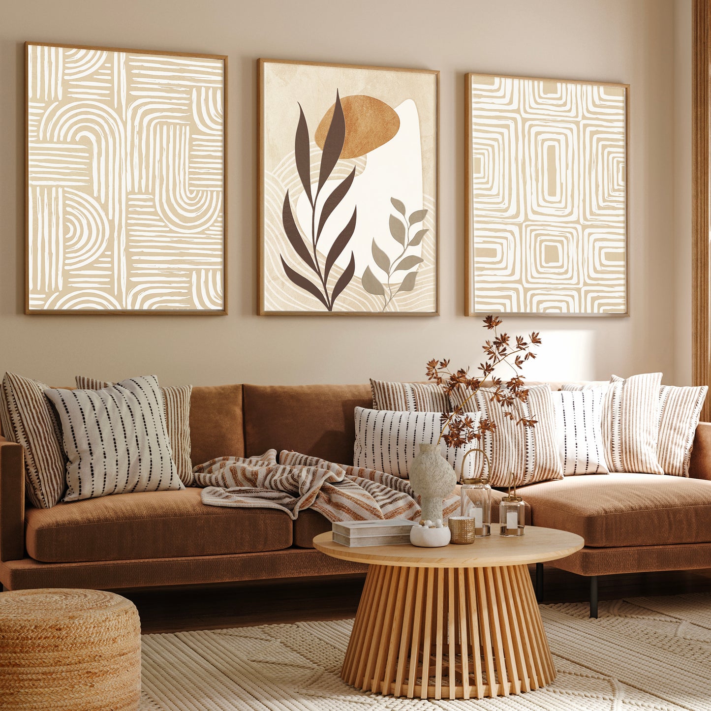 Minimalist Abstract Wall Art Set of 3 Canvas