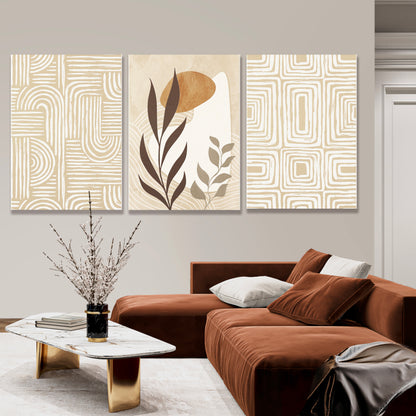 Minimalist Abstract Wall Art Set of 3 Canvas