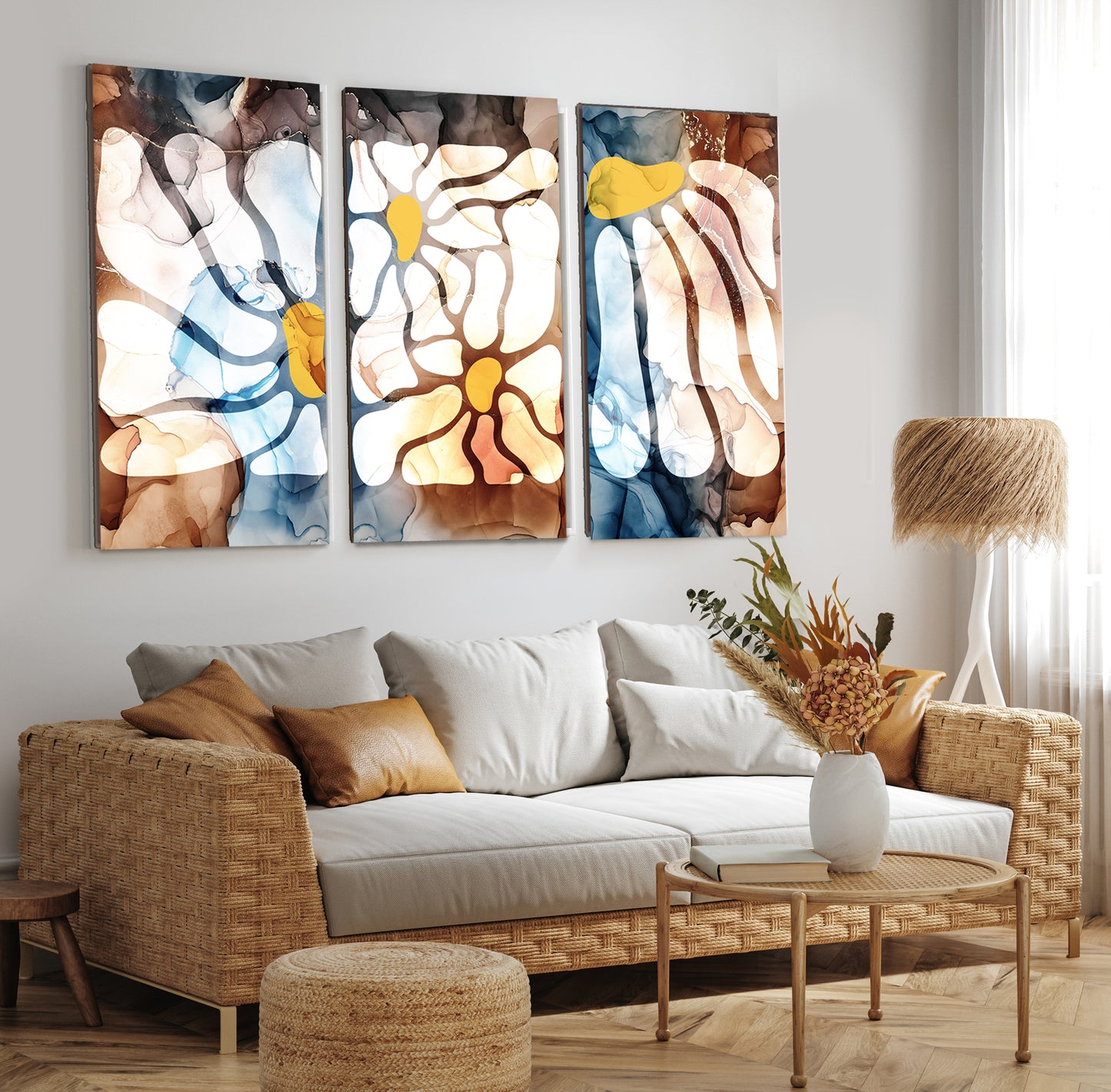 Abstract floral flower framed wall art