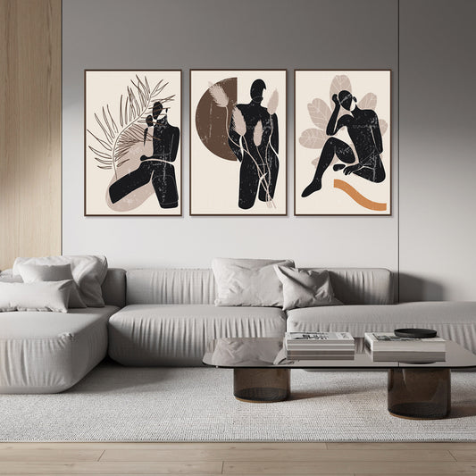 Minimalistic Aesthetic Set Of 3 Silhouettes Canvas