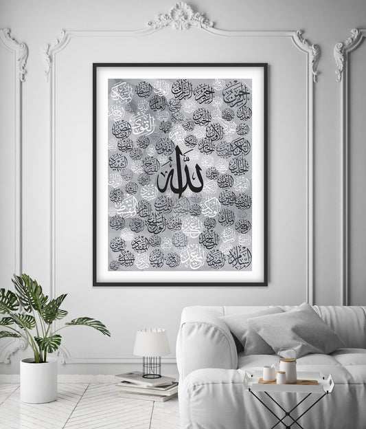 99 Names of Allah Canvas