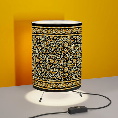 Intricate Floral Art Print Tripod Lamp Shade