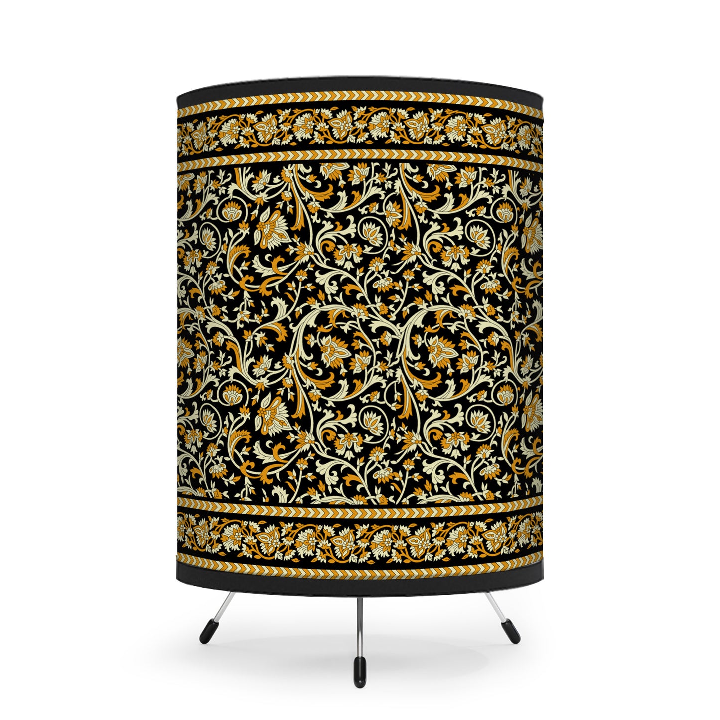 Intricate Floral Art Print Tripod Lamp Shade