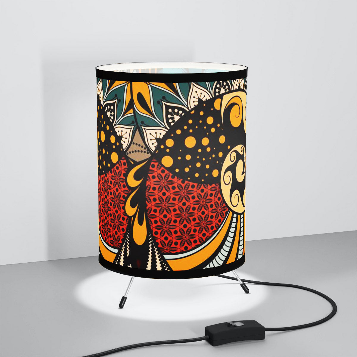 African Tribal Print Tripod Nightstand