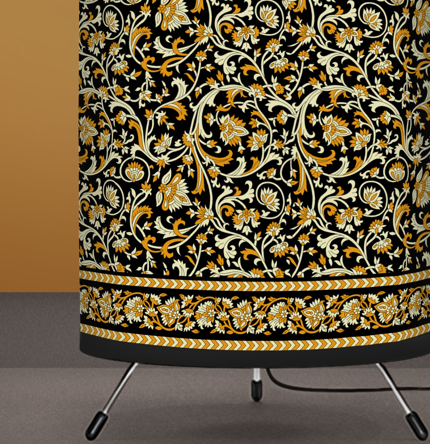 Intricate Floral Art Print Tripod Lamp Shade